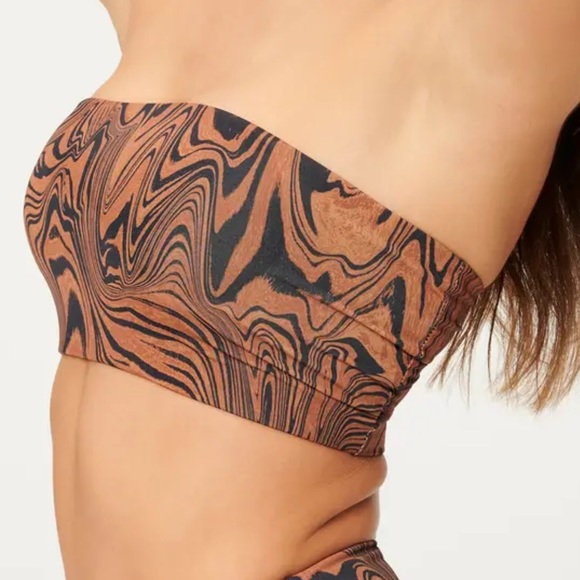 Good American Chia Black Better Band Strapless Reversible Swim Top Size 2 Medium - Picture 3 of 7